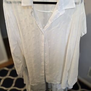 White Polka Dot Button-Up Blouse